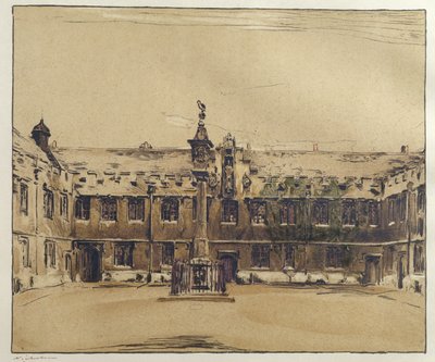 Front Quad of Corpus Christi College, Oxford (pióro i atrament z praniem na papierze) autorstwa William Nicholson