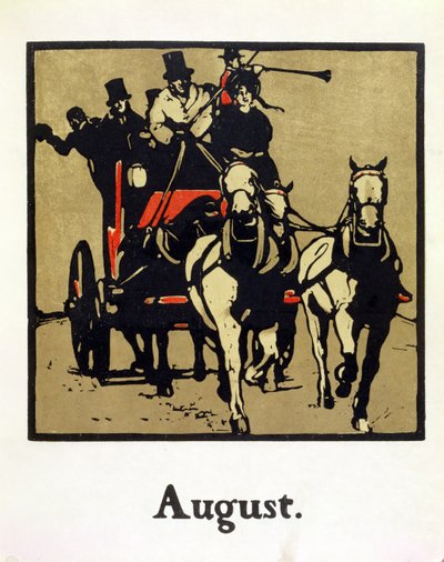 Miesiąc sierpień, z „Almanachu dwunastu sportów”, ze słowami Rudyarda Kiplinga, opublikowany po raz pierwszy przez Williama Heinemanna autorstwa William Nicholson