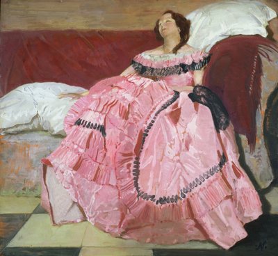 Sukienka Różowa (olej na panelu) autorstwa William Nicholson