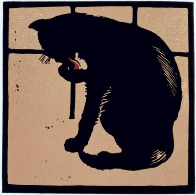 Niepospolity kot, z „Kwadratowej księgi zwierząt”, pierwotnie wydanej w 1900 r. (kolor lito) autorstwa William Nicholson