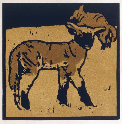 Bardzo oswojony baranek, z „Kwadratowej księgi zwierząt”, wydanej przez Williama Heinemanna autorstwa William Nicholson