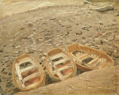 Trzy łodzie, ok. 1928 (olej na płótnie) autorstwa William Nicholson