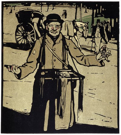 Sprzedawca zabawek, Londyn - w „” Typy Londynu” Williama Nicholsona (1872-1949), wyd. Floury autorstwa William Nicholson