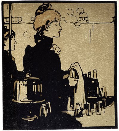 Młoda barmanka, Londyn - w „Typach Londynu” Williama Nicholsona (1872-1949), wyd. Floury autorstwa William Nicholson