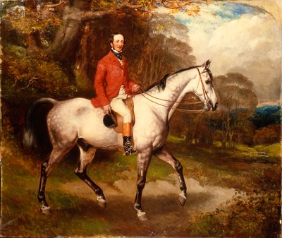 Portret Thomasa Conolly, siedzącego na nakrapianym szarym myśliwym autorstwa William Osborne