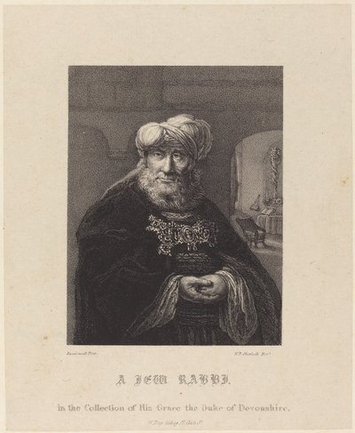 Żydowski rabin autorstwa William P. Sherlock after Rembrandt van Rijn