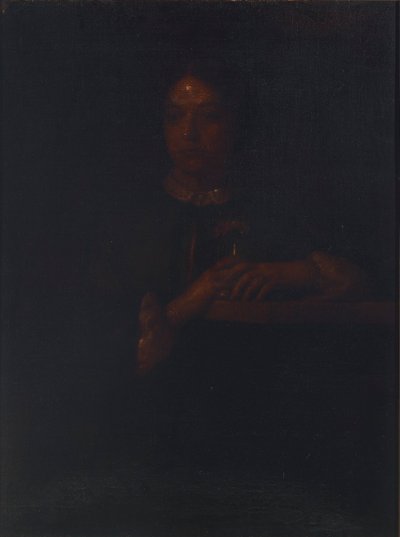 Sarah opiera się o poręcz autorstwa William Page