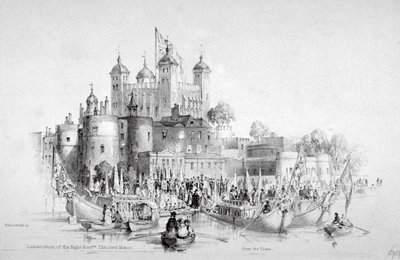Lord Mayor Thomas Johnson i jego świta wyruszają z Tower of London, 1840 r autorstwa William Parrott