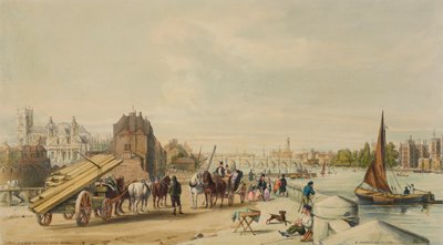 Millbank, Westminster, Londyn, 1840. autorstwa William Parrott