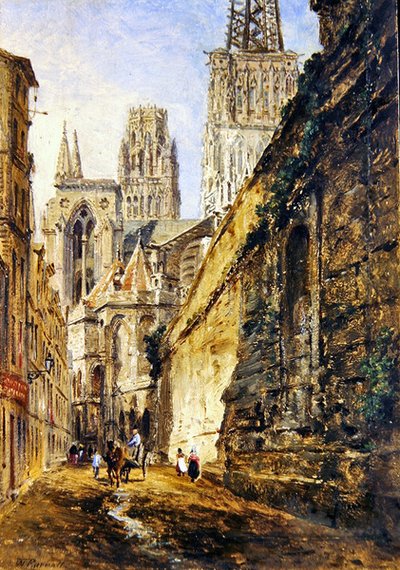 Katedra w Rouen, ok. 1860 (olej na papierze ułożony na płycie) autorstwa William Parrott