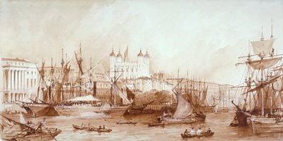 Tower of London, Stepney, Londyn, ok. 1840 r. autorstwa William Parrott