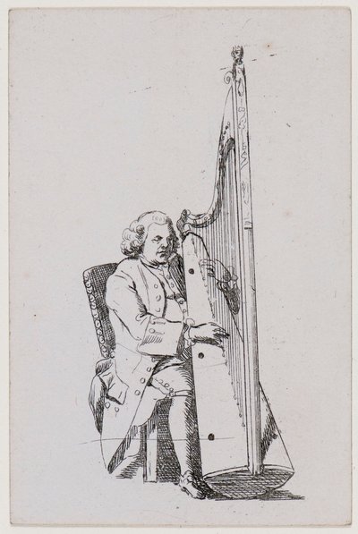 John Parry grający na harfie, ok. 1760-1780. autorstwa William Parry