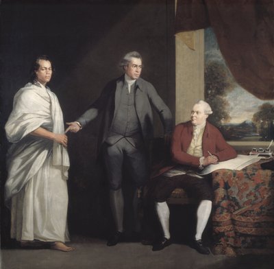 Omai, Joseph Banks i dr Daniel Solander, ok. 1775 r. (olej na płótnie) autorstwa William Parry