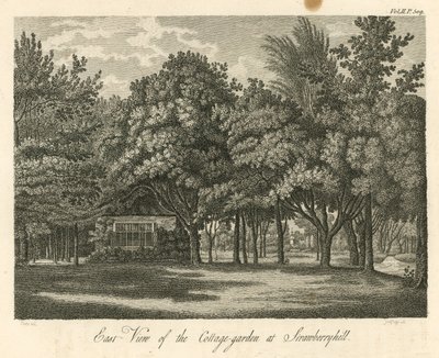 Widok od wschodu na ogród domków w Strawberry Hill, Twickenham, Londyn autorstwa William Pars