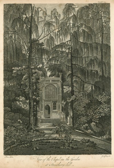 Widok kaplicy w ogrodzie na Strawberry Hill, Twickenham, Londyn autorstwa William Pars