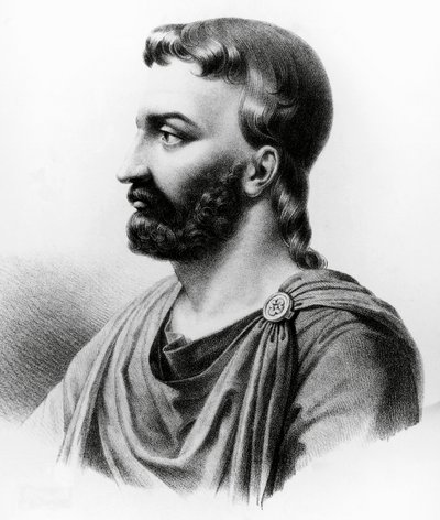 Portret Aulusa Corneliusa Celsusa (25 pne-50 ne), łacińskiego pisarza, rzymskiego encyklopedysty i lekarza, rycina z XIX wieku autorstwa Nicolas Toussaint Charlet