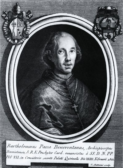 Portret Bartolomeo Pacca (1756-1844), włoskiego kardynała, rycina autorstwa Nicolas Toussaint Charlet