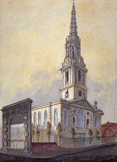 Kościół św Idziego na polach, Holborn, Londyn, c1815. autorstwa William Pearson