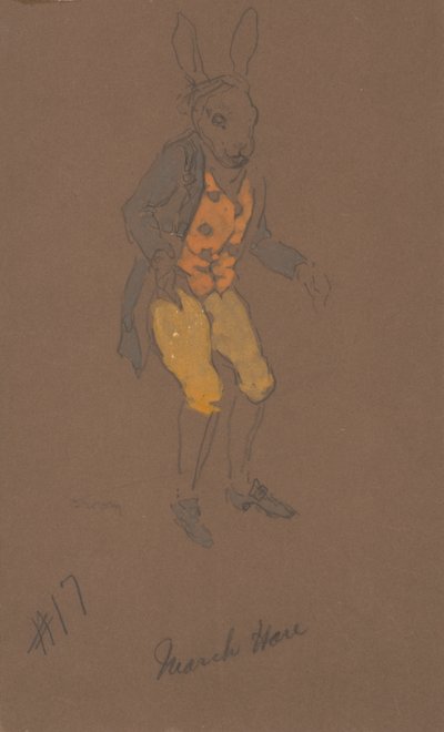 Projekt kostiumu March Hare z Alicji w Krainie Czarów, 1915. autorstwa William Penhallow Henderson