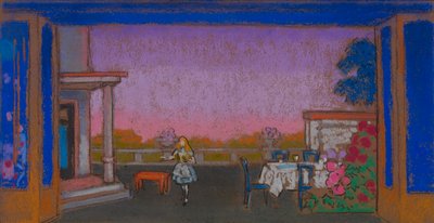 Ogród Marcowego Zająca (scenografia do Alicji w Krainie Czarów) autorstwa William Penhallow Henderson