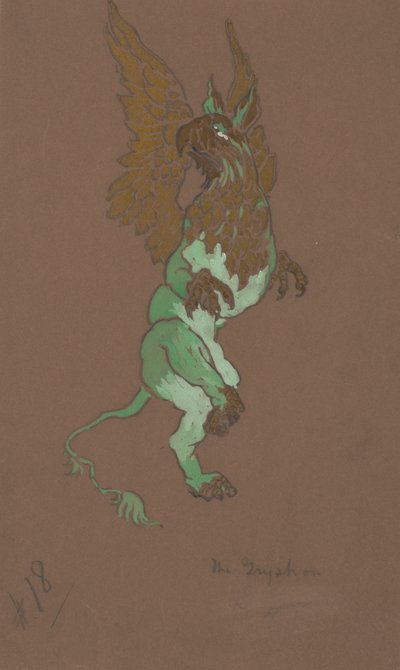 Projekt kostiumu Gryphon dla Alicji w Krainie Czarów, 1915. autorstwa William Penhallow Henderson