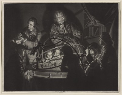 Filozof wygłaszający wykład w planetarium według Josepha Wrighta z Derby (1734-97) autorstwa William Pether
