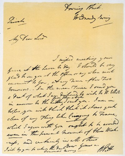 List od Williama Pitta Młodszego, październik 1790. autorstwa William Pitt
