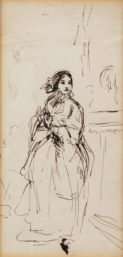 Pośpiech Dziewczyna (pióro i atrament) autorstwa William Powell Frith