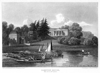 Hampton House, siedziba pana Garricka, Hampton, Richmond upon Thames, Londyn, 1815 r. autorstwa William Radclyffe