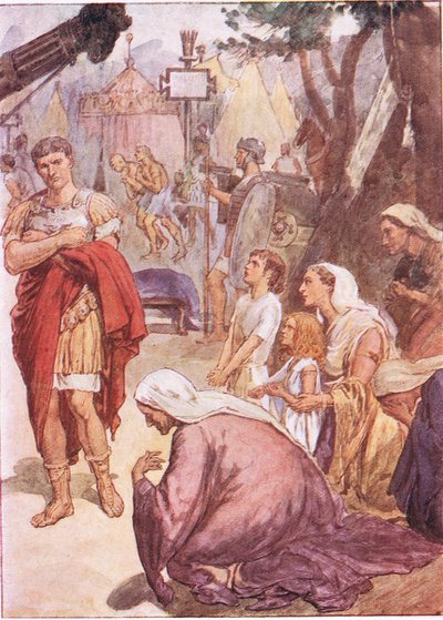 Coriolanus i matrony Rzymu, z Plutarch Lives opublikowanych przez T C & E C Jack Ltd autorstwa William Rainey