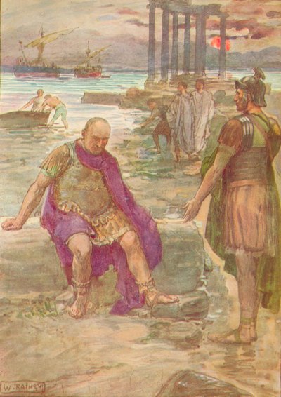 Gajusz Mariusz siedzący na wygnaniu wśród ruin Kartaginy, c1912 1912 autorstwa William Rainey
