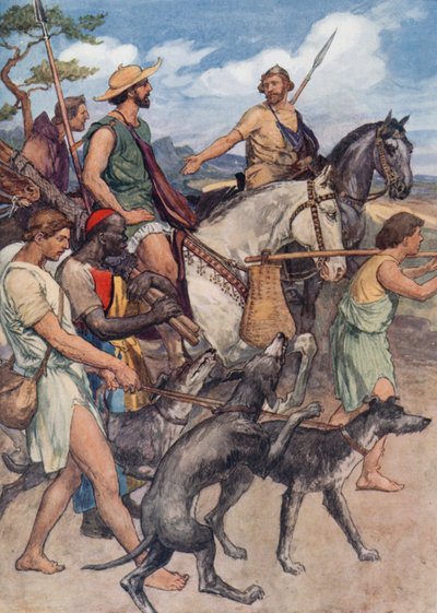 Pelopidas wyruszający do Teb (kolor lito) autorstwa William Rainey