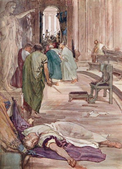 Morderstwo Cezara (kolor lito) autorstwa William Rainey