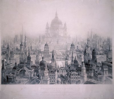 Wymarzone miasto budynków Christophera Wrena, 1842 r autorstwa William Richardson