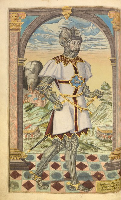 Godfrey Adelmar z nHonor Military i Civill, William Segar, wyd. Robert Barker, Londyn, 1602 (ręcznie barwiony grawerunek) autorstwa William Rogers