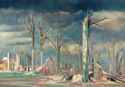 Aleja w Bourlon, Front Zachodni (olej na płótnie) autorstwa William Rothenstein