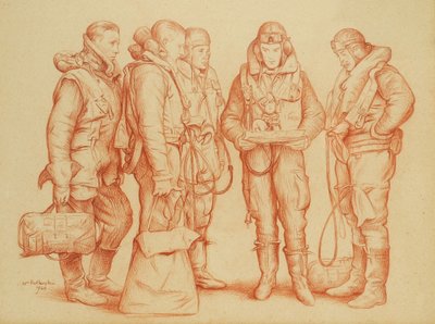 Załoga bombowca Whitleya autorstwa William Rothenstein