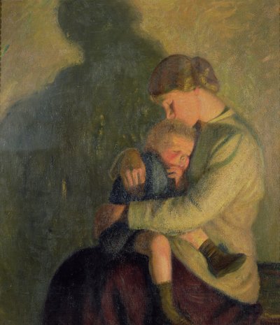 Matka i dziecko: Blask świec (olej na płótnie) autorstwa William Rothenstein