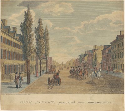 High Street, od ulicy Dziewiątej w Filadelfii autorstwa William Russell Birch
