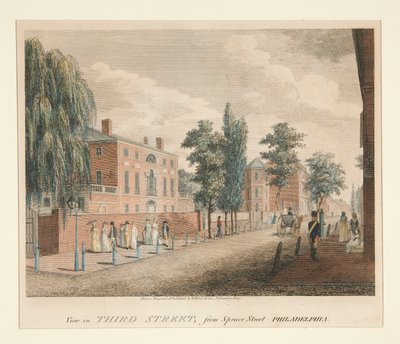 Widok na Trzecią Ulicę od Spruce Street w Filadelfii autorstwa William Russell Birch
