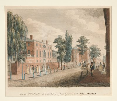 Widok na Third Street od Spruce Street, Filadelfia autorstwa William Russell Birch