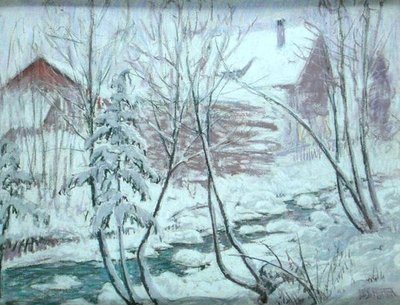 Chalets in the Snow (pastel na pokładzie) autorstwa William Samuel Horton