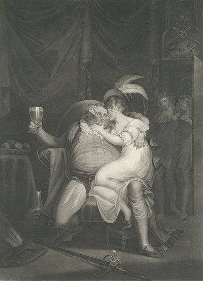 Lalka Tearsheet, Falstaff, Henry and Poins Shakespeare, Kin..., pierwsza publikacja 1795, wznowienie 1852. autorstwa William Satchwell Leney
