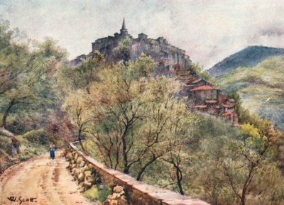 Apricale, z zachodu (kolorowa litografia) autorstwa William Scott