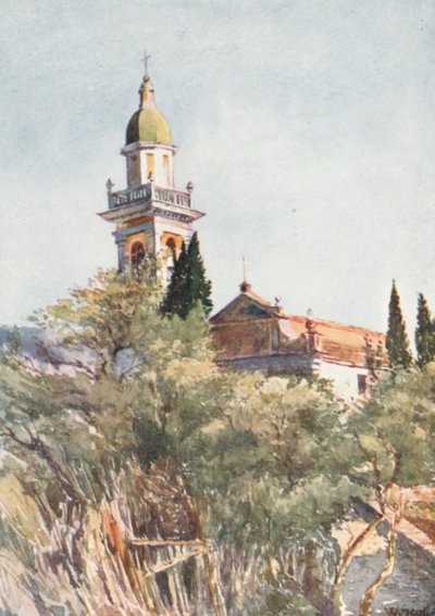 Kościół S Massimo, niedaleko Rapallo (kolorowa litografia) autorstwa William Scott