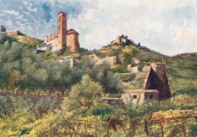 Stare mury, Ventimiglia i kościół S Michele (kolorowa litografia) autorstwa William Scott