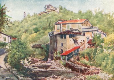 Młyn do oliwek, Dolcedo (kolorowa litografia) autorstwa William Scott