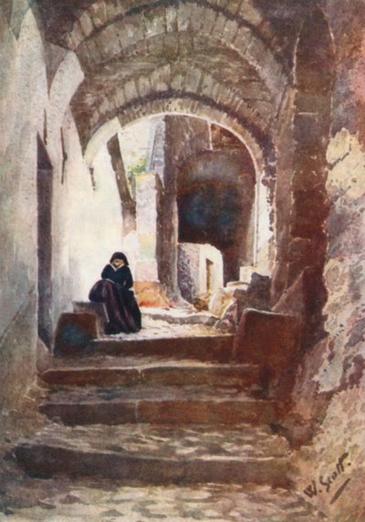 Ulica w Apricale (kolorowa litografia) autorstwa William Scott