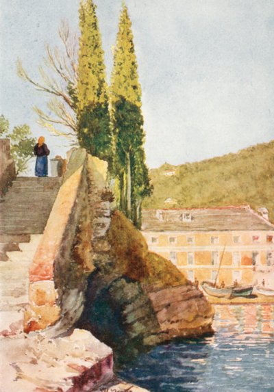 Cavetto di S Michele w pobliżu Rapallo (kolorowa litografia) autorstwa William Scott