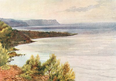 Widok z Santa Croce w kierunku Albengi, wczesny poranek (kolorowa litografia) autorstwa William Scott
